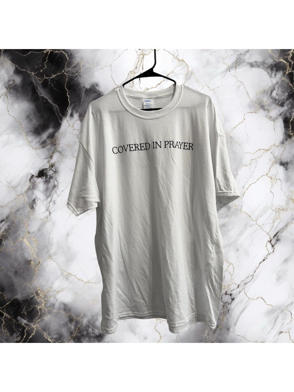 Port & Company Inspirational “Covered In Prayer” White Graphic Tee size 2X